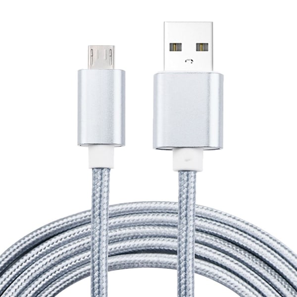 Helfärgad flätad Micro-USB-kabel 1,8 m silver