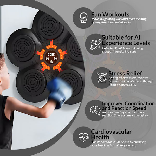 Boksingmaskin med musikk Elektronisk bokser Bärbar veggmontert Bluetooth musikk Elektronisk bokser Gave til barn og voksne Bare boksingmaskiner Only boxing machines