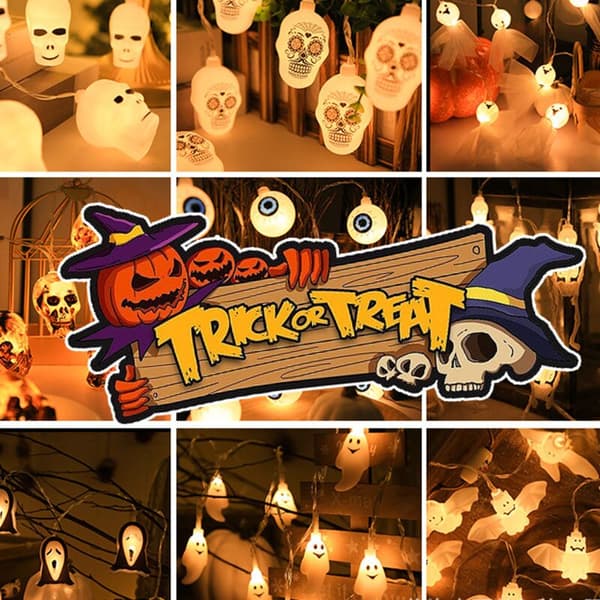 Spooky Halloween Ghost Light Garland - 20 LED-lys, 3 meter