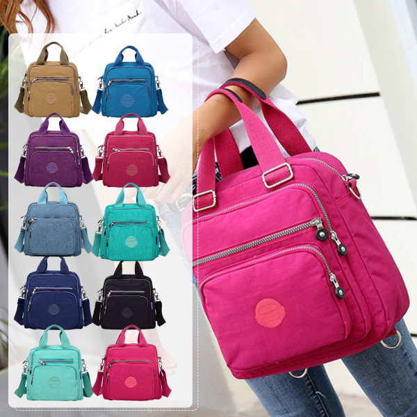 Avslappnad nylon, resväska med stor kapacitet, vattentät handväska, 2-vägs slitage purple