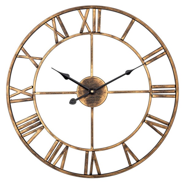 40cm Analog Vægur (Antik Guld) Sort Retro Metalur Tyst