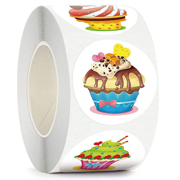 2 ruller Cupcake Stickers Sticker Roll Självhäftande