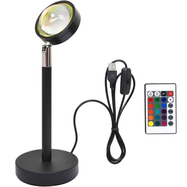 Bordlampe \"Sunset\" med 16 RGB-farver fjernbetjening Sort