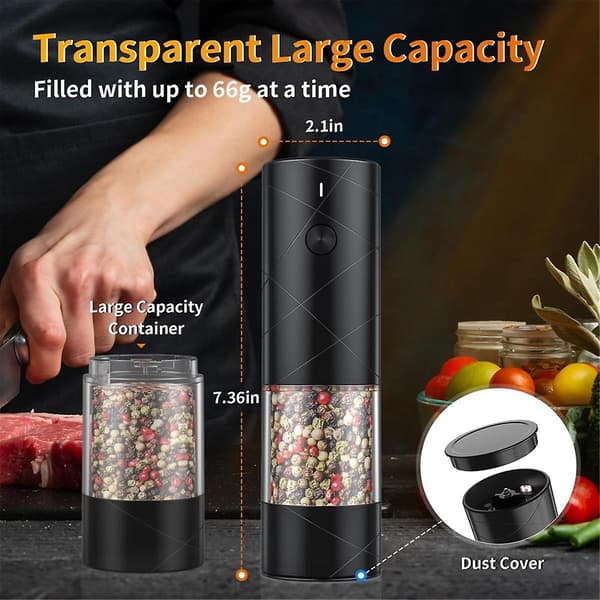 USB oppladbart elektrisk salt- og pepperkvernsett, 2-pakning-FA-