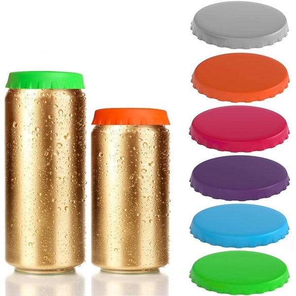 Silikon Soda Can Låg, 6-pak Genanvendelig Soda/Drikke/Øl Can Låg