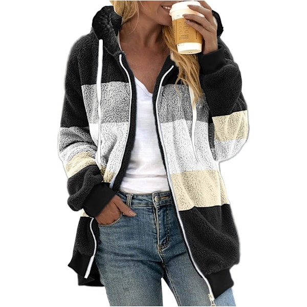 Dam Vinter Luvtröja Varm Plysch Kappa Med Zip Ficka Lös Kappa Dam Kläder Teddy Fleece Jacka Långärmad Vinterjacka Ytterkläder Streetwear X08 Svart L X08 Black