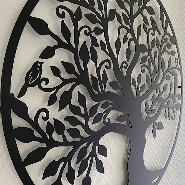 Metall väggdekoration Tree of Life ram Industriell svart vägg de