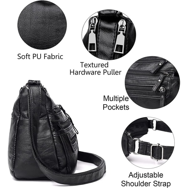 Kvinnors Liten Messenger Bag PU Läder Axelväska Handväska Dam Crossover Lätt Meser Multi Pocket
