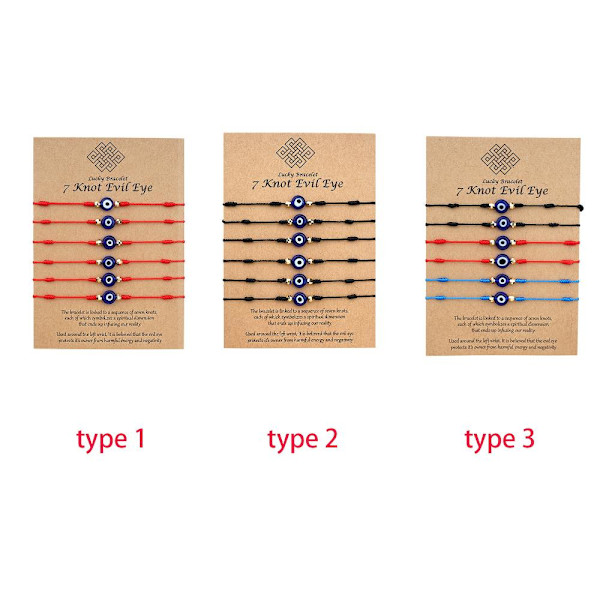 6 STK/ SET Evil Eye Armband Lucky 7 Knot type2