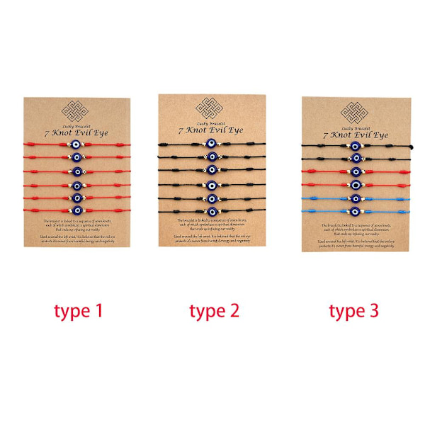 6 STK/ SET Evil Eye Armbånd Lucky 7 Knot type3