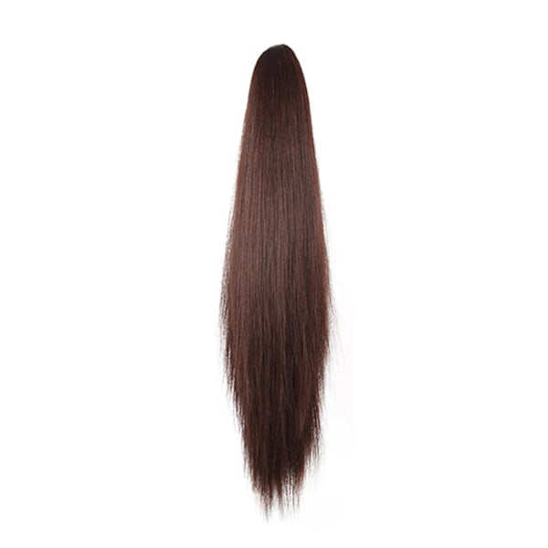 Syntetisk lång rak klohästsvans peruk Clip In Hair n Hairp dark brown One-size