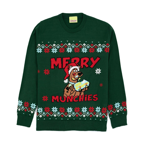 Scooby Doo Herre Juletrøje Strikket XL Grøn/Rød Green/Red XL