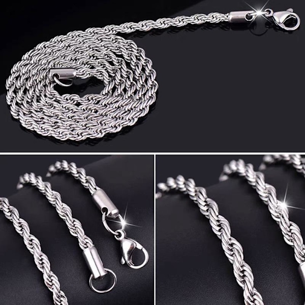 Cordell Länk Halsband i Stål - Färgfast för Livet 2mm tjock,60cm lång