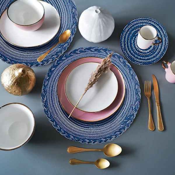 Bordstabletter Set om 8, Runda Flätade Vävda Bordstabletter, 38cm