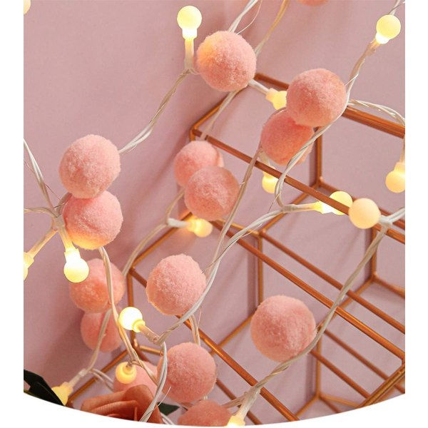 20 LED-ljusslinga batteridriven Pom Pom-boll 2 meter varm