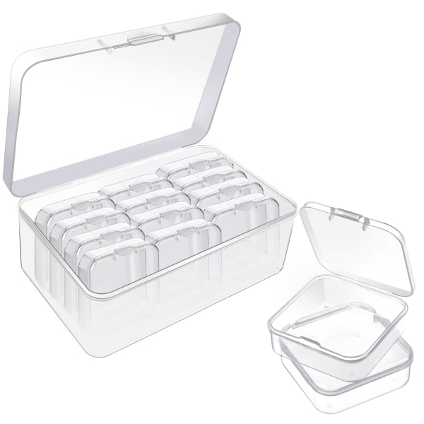15 stycken plastförvaringsväskor Mini transparent plastförvaring
