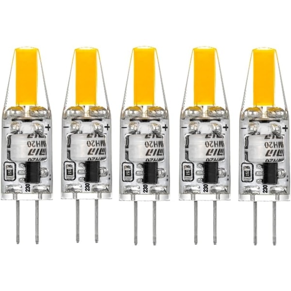 G4 LED 220V 2W 2700K varm hvit 200LM, silikonlamper erstatter tradisjonelle 20W halogenlamper, pakke med 5 enheter