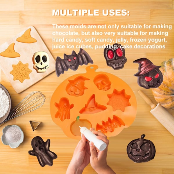 Halloween Silikone Slikforme, Halloween Græskar Spøgelse Flagermusforme, DIY Slik Gelé Cupcakes Kageforme til DIY Bagning