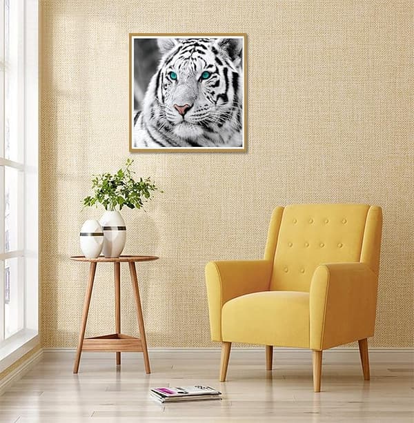 Diamantmaling Hvit Tiger 30*30cm, Dyrediamantbroderi DI-FA-