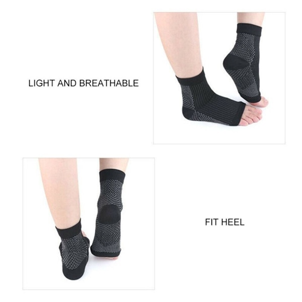 2 par fotstrømper Plantar Fasciitis kompresjonsstrømper S/M