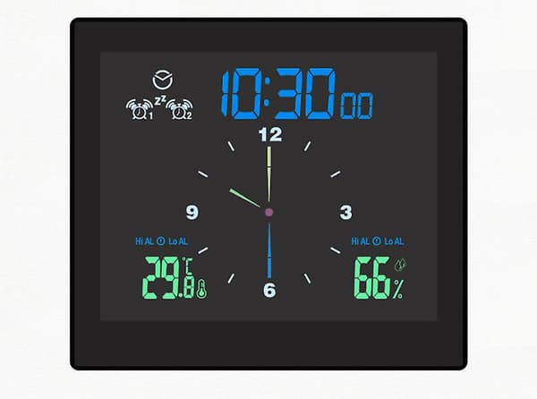 Waterproof Silent Clock Bathroom Electronic Wall Clock Temperature and Humidity Clock with Suction Cup Kitchen Moisture-proof Timer 11.8x10.5x3.5cm-FA- 11.8x10.5x3.5cm black