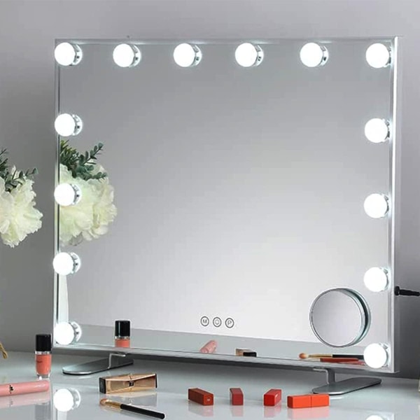 Sminkspejl med belysning 2-14 dæmpbare LED-pærer, 3 farvetilstande (kun lys, ingen spejl) - WELLNGS 14 lights