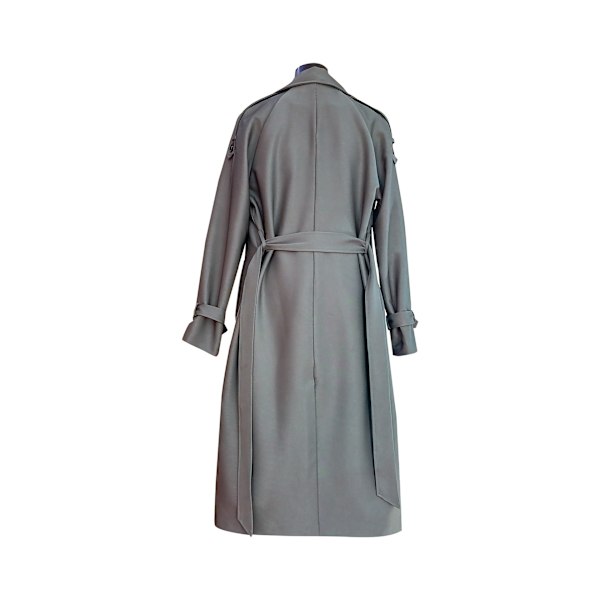 Dobbelknappet lang trenchcoat for kvinner, vindtett klassisk tynn jakke KHAKI 2XL KHAKI