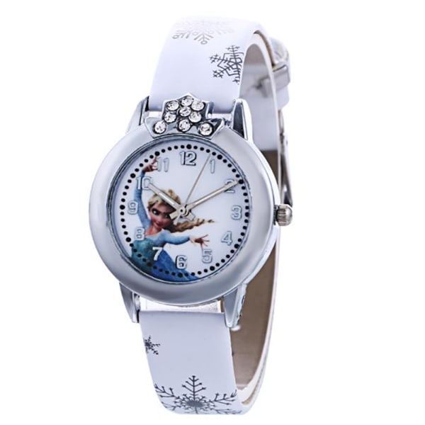 Elsa og Anna Frozen Style Glowing Snowflake Flickklocka för flickor- White