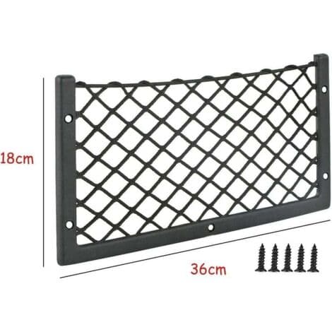 Sæt med 3 bilopbevaringsnet 36 x 18 cm – Elastisk net til opbevaring af bagage og aviser – Robust fastgørelse til varevogne og autocampere-FA-