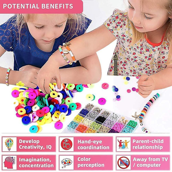 4285 stk 20 farger 6 mm runde leireavstandsperler Leireperler flate Heishi-perler