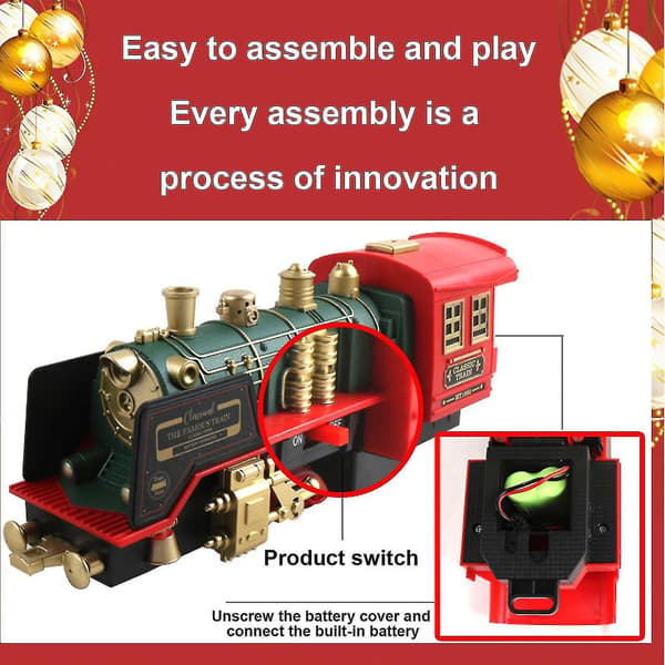 Sähköinen junasetti lelu lapsille savulla, valoilla ja äänillä -FA-