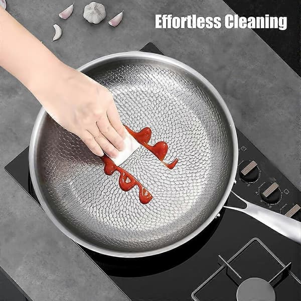 Titanium Hammered Stekepanne Pro med Lokk, Non-Stick Jevn Oppvarming (30cm)-FA-