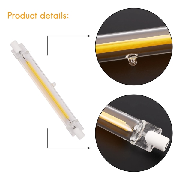 Dimbar R7s LED COB 10W 118mm LED-lamper Erstatter Halogenlampe - Varmt Hvit Lys 220V