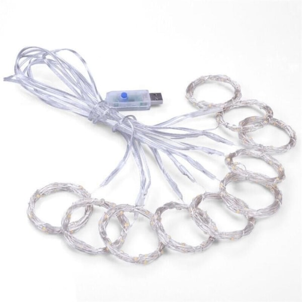 USB 300 LED gardinlys, 3*3 hvide lyskæder, 8 tilstande indendørs