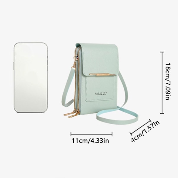 RFID-nahkalaukku kosketusnäytölliselle puhelimelle, crossbody-laukku naisille Green