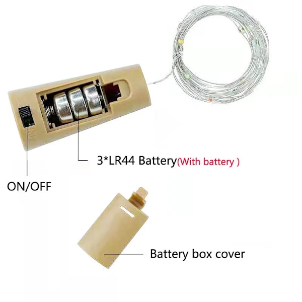 6-pak Vinflaske Lys med Kork LED-Lysstreng Batteridrevet Fe-Lys Girlander Julfest Bryllup Bar Dekorasjon HVIT WHITE 4 Pieces