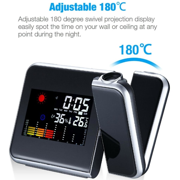 LCD-vekkerklokke Radiostyrt klokke LED Radiostyrt vekkerklokke Snooze-alarm Bordklokke med projeksjon