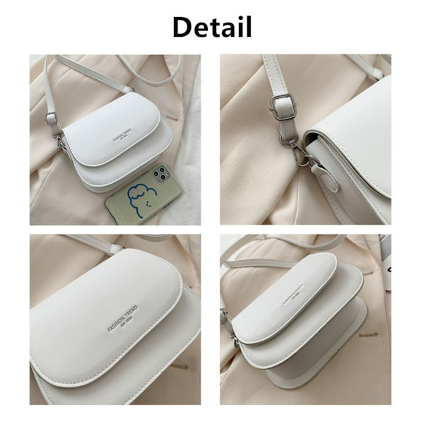 Ny Retro Sadeltaske PU Skuldertaske Messenger Bag White