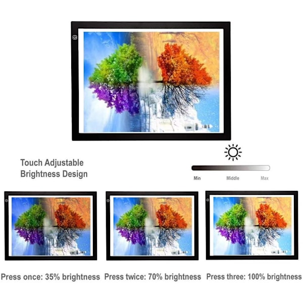 Lysplate A3 LED 3-trinns Diamond Painting Tegneplate white 1100