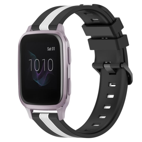 För Garmin Venu SQ 20 mm vertikalt tofarget klokke Black-White