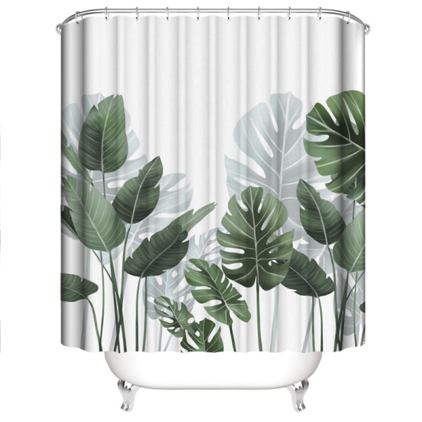 Møgelresistent bruseforhæng (180*200cm store hvide blade Pr