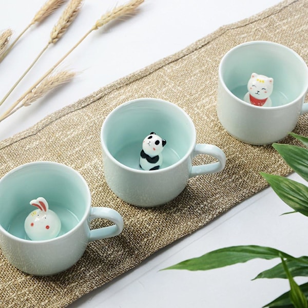 3D Mug Djur Inuti Koppen Cartoon Keramik Figur Teekopp för Pojkar Flickor Barn Kvinnor Män Kaffe Mugg (8 oz Panda)