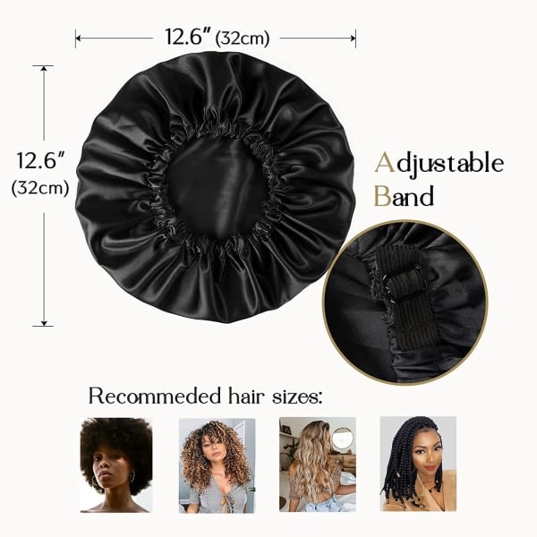 TG Satin Bonnet Siden Bonnet Hårbonett för att sova Satin Cap Extr