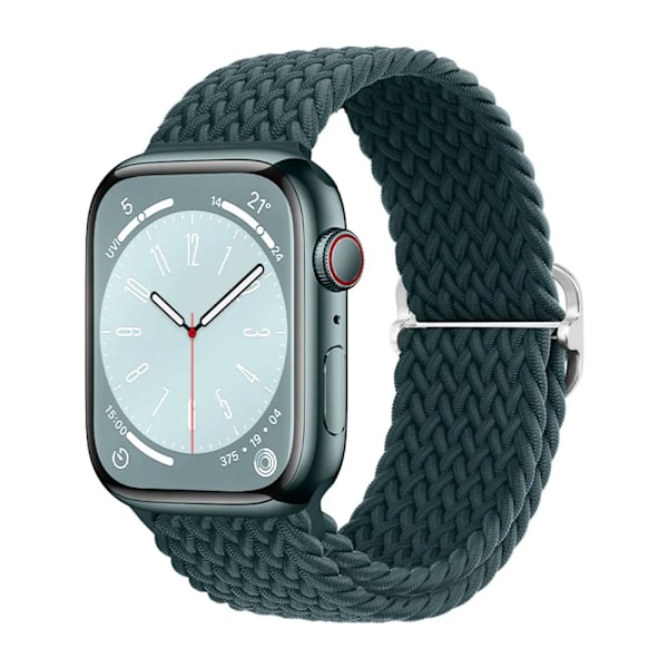Flettet løkke for Apple Watch Rem 44mm 40mm 45mm 41mm 42mm 38mm 49mm Elastisk Solo armbånd iWatch series 9 se 7 5 6 Ultra2 Band 47. Rainforest Green