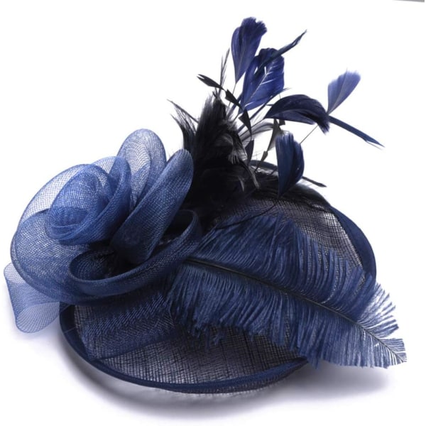 Women Feather Fascinator Hat Flower Pillbox Hat Wedding Bridal