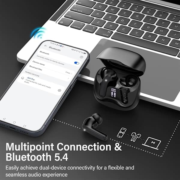 X500 Trådløse Bluetooth-hovedtelefoner - 30 timers batteri, ANC, ENC, BT 5.3 Sort-FA-