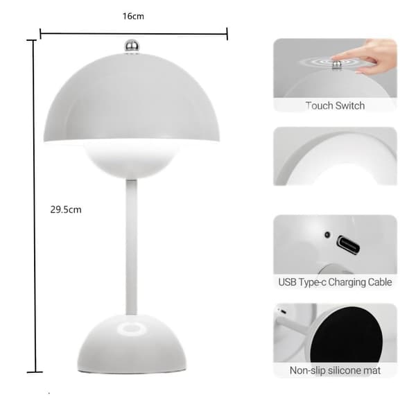 Moderne trådløs bordlampe - Touch Control, dæmpbar LED, til soveværelse/kontor-FA-