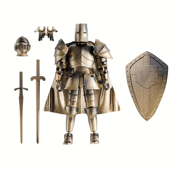 Middelalderlig ridder actionfigur med flere led, bevægelig rustningsmodel (samling påkrævet) Silvery