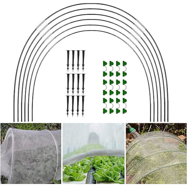 Trädgårdsbågar för nät, trädgårdsbågar Växthusram, växthusram Trädgårdsbågar, DIY växthusbågehussats, Polytunnelstödram för Gard 18pcs (6 Pieces)