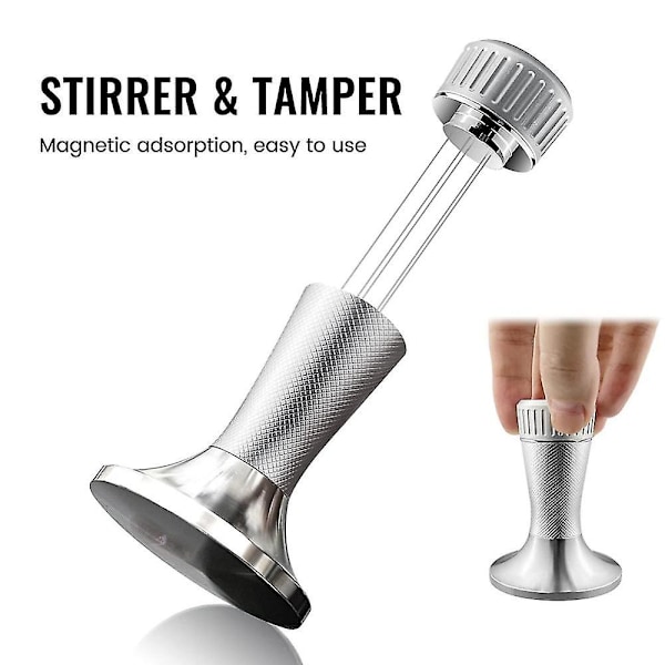 2 i 1 53,3 mm Espresso Tamper & Kaffe Tamper Med Omrörare, Rostfritt Stål Espresso Presser Verktyg